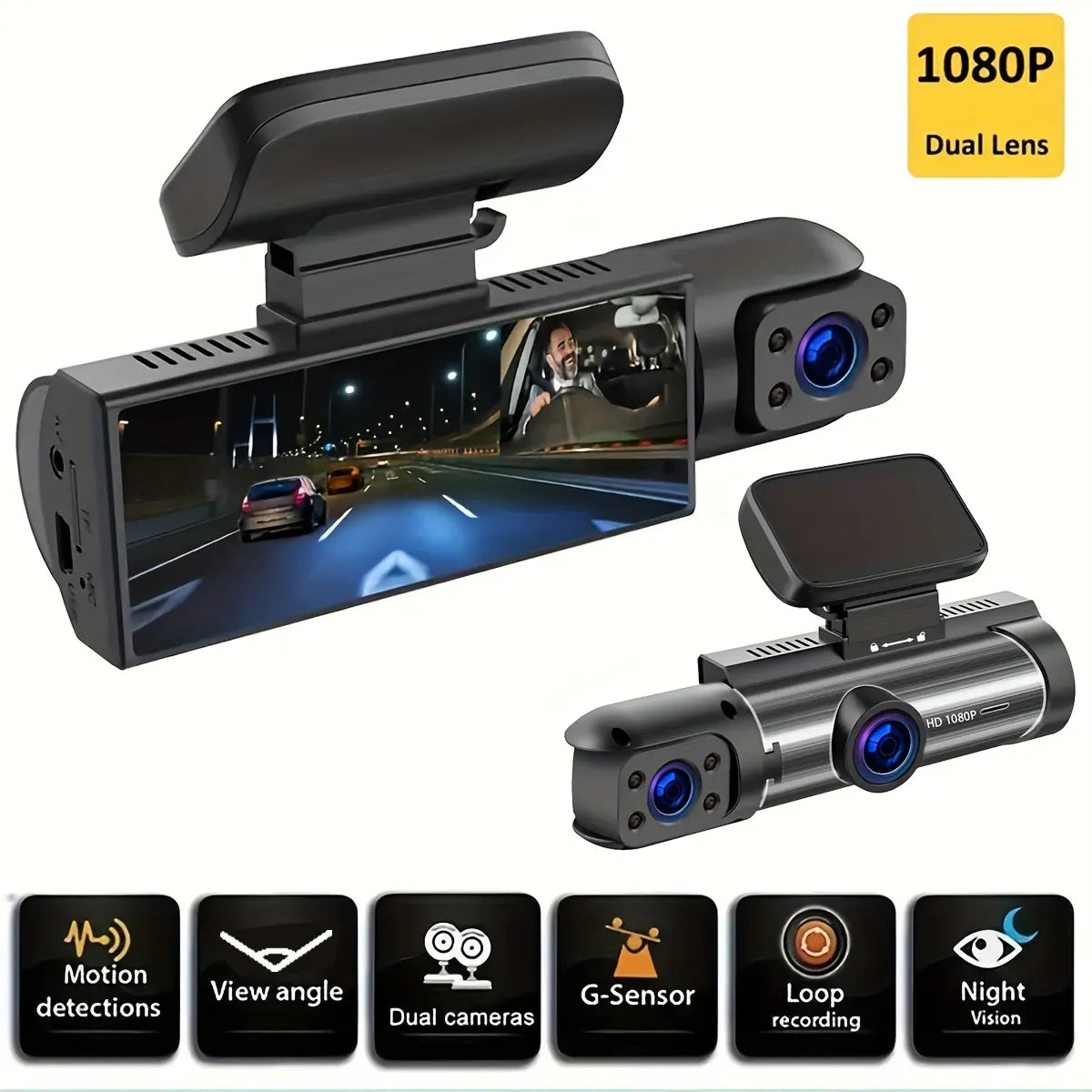 1080P Dual Camera - Dash Cam for Cars - Front and Inside,Car Camera 