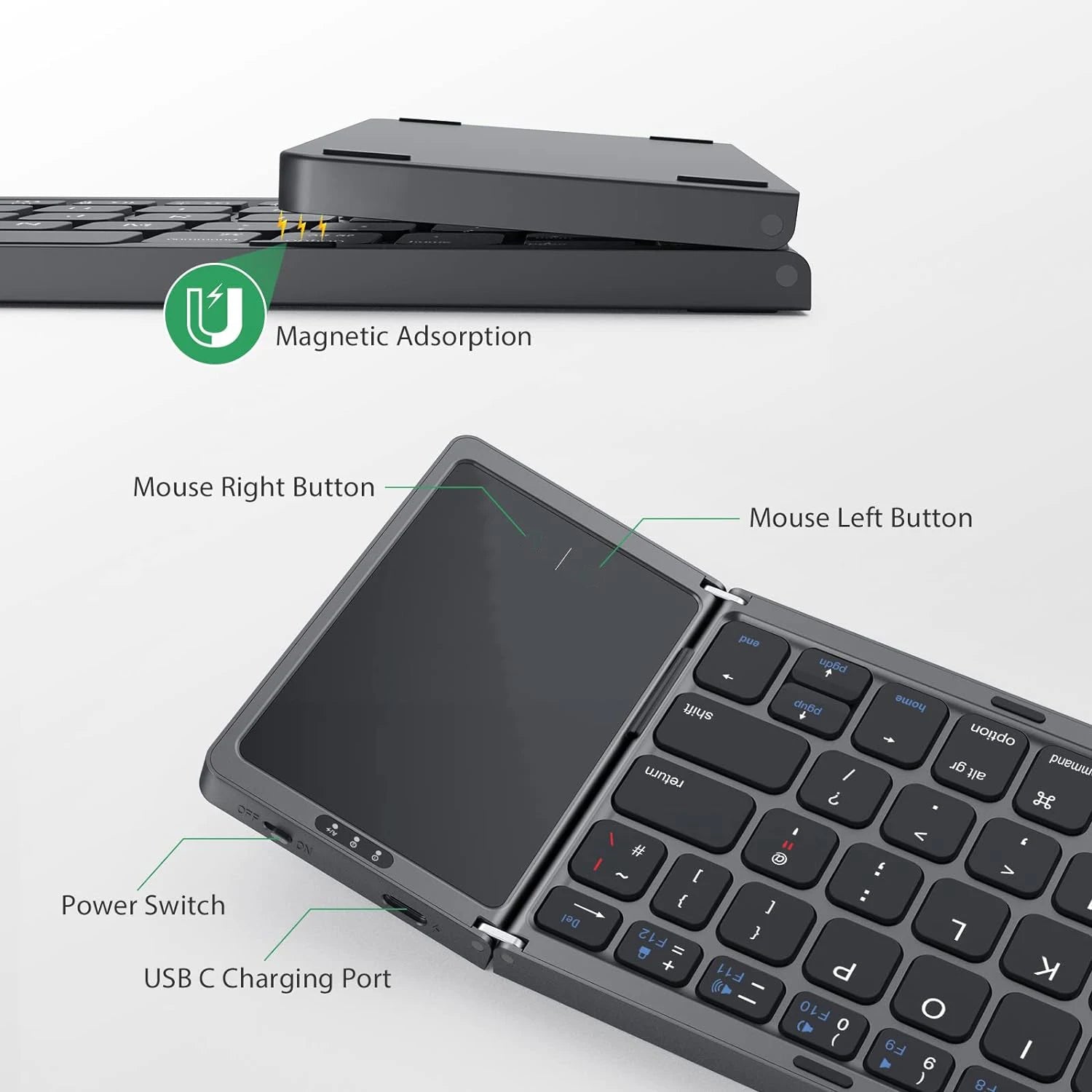 Foldable Keyboard with Touchpad 